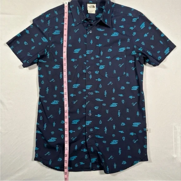 The North Face Blue Shirt with Light Blue Camping Patterns - Picture 3 of 6